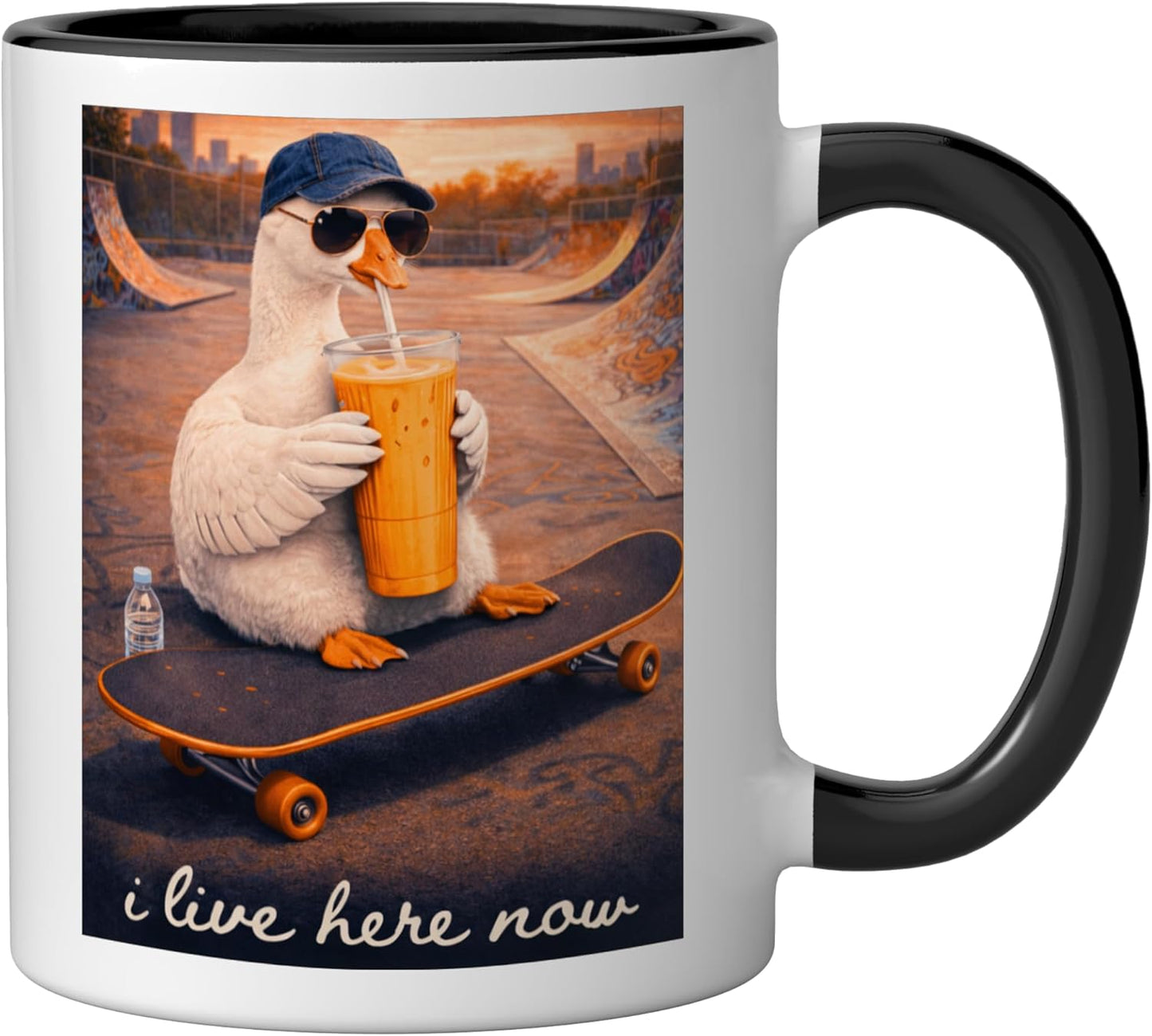 Taza Cerámica I Live Here Now Negro/Blanco