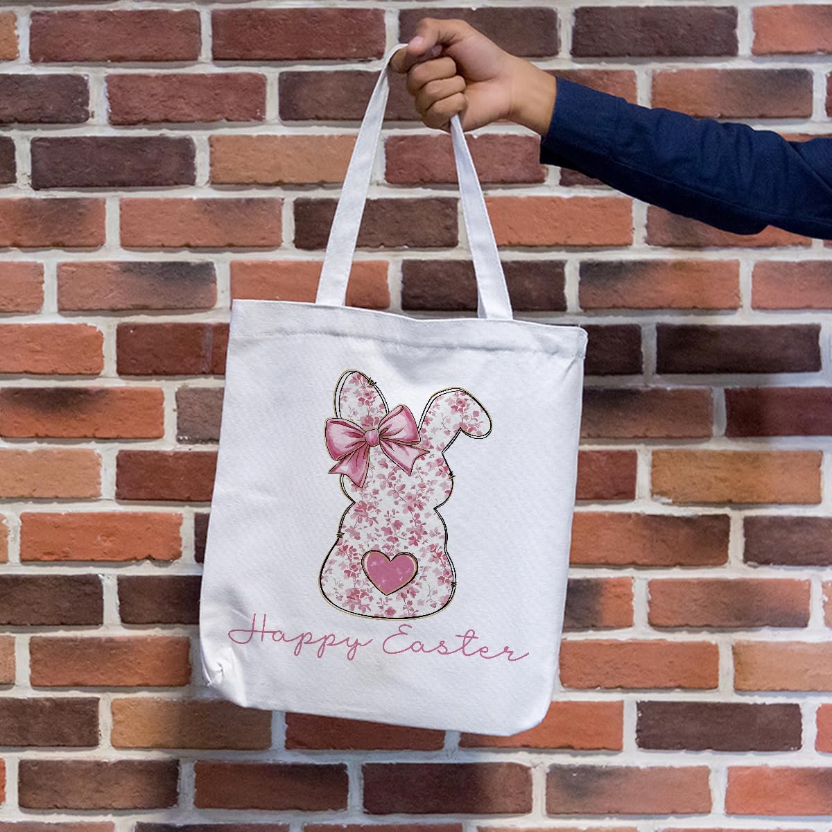 Bolsas de mano con diseño de conejo de Pascua rosa para mujer