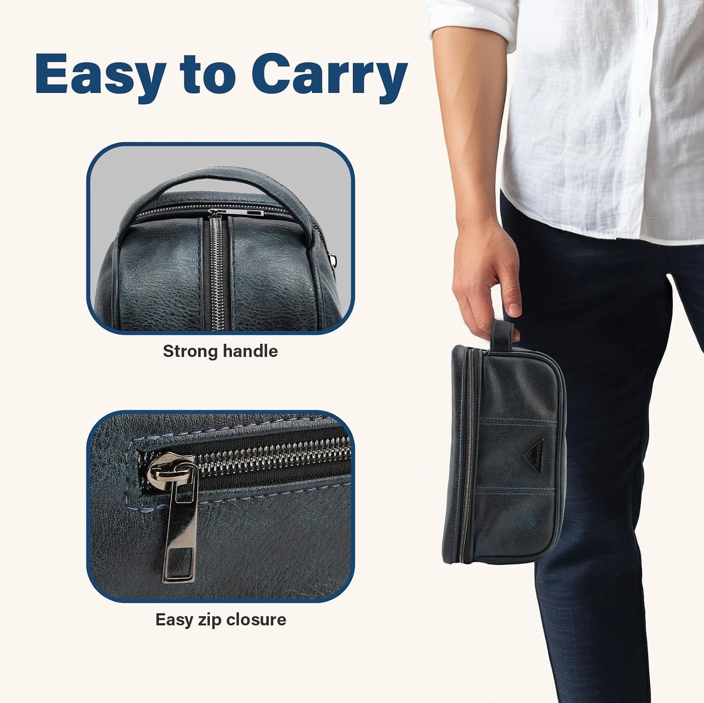 Neceser cuero para hombre color azul