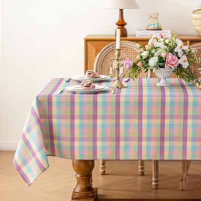 Mantel rectangular de pascua a cuadros de búfalo 52 x 70 pulgadas