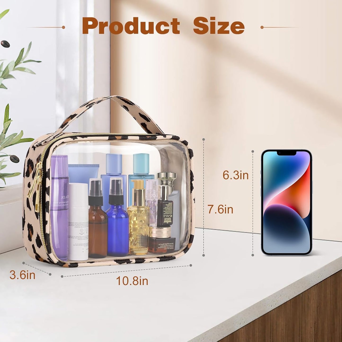 Neceser transparente PVC 2 Pzas con asas para cosméticos