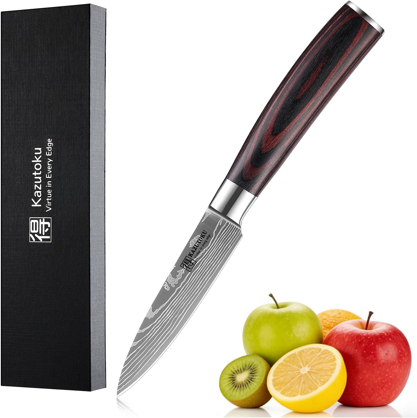 Cuchillo pelar 3.5pulg acero inox alto carbono mango Pakka