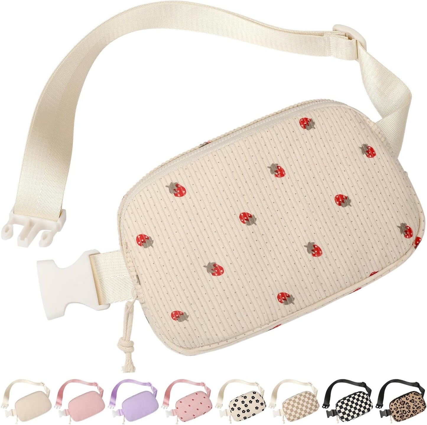 Bolso cinturón de cuero corduroy para mujer color beige