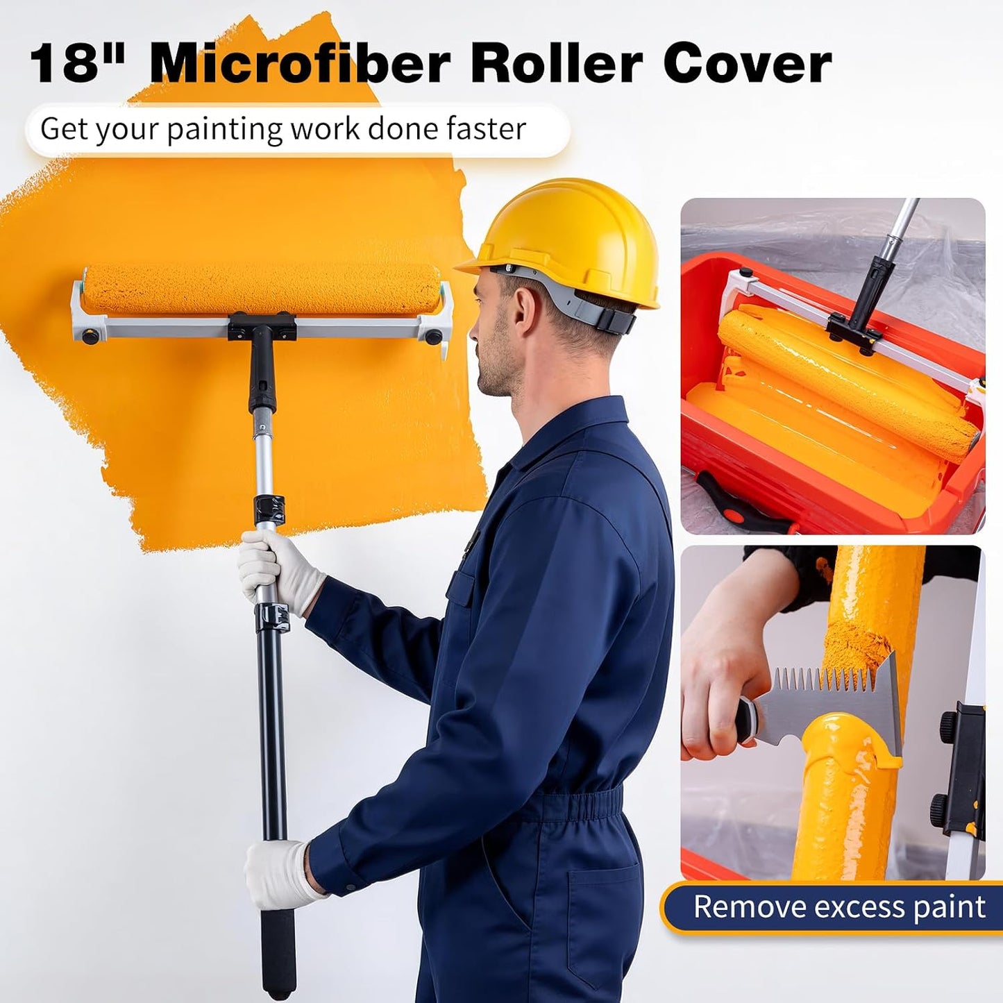 Kit 23 Pzas Rodillos Microfibra 4x18pulg Poste 4ft Cubo Pintura