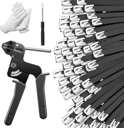 Set 300 bridas acero galvanizado negro 11.8pulg sujeción cables