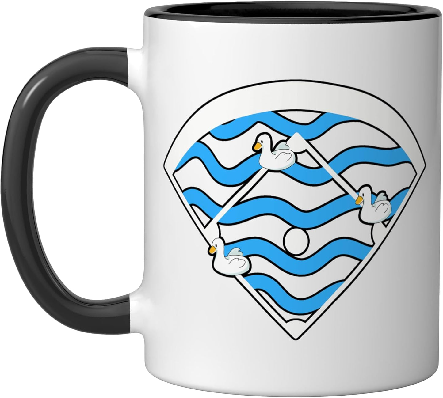 Taza de cerámica de béisbol con patos en el estanque negro/blanco