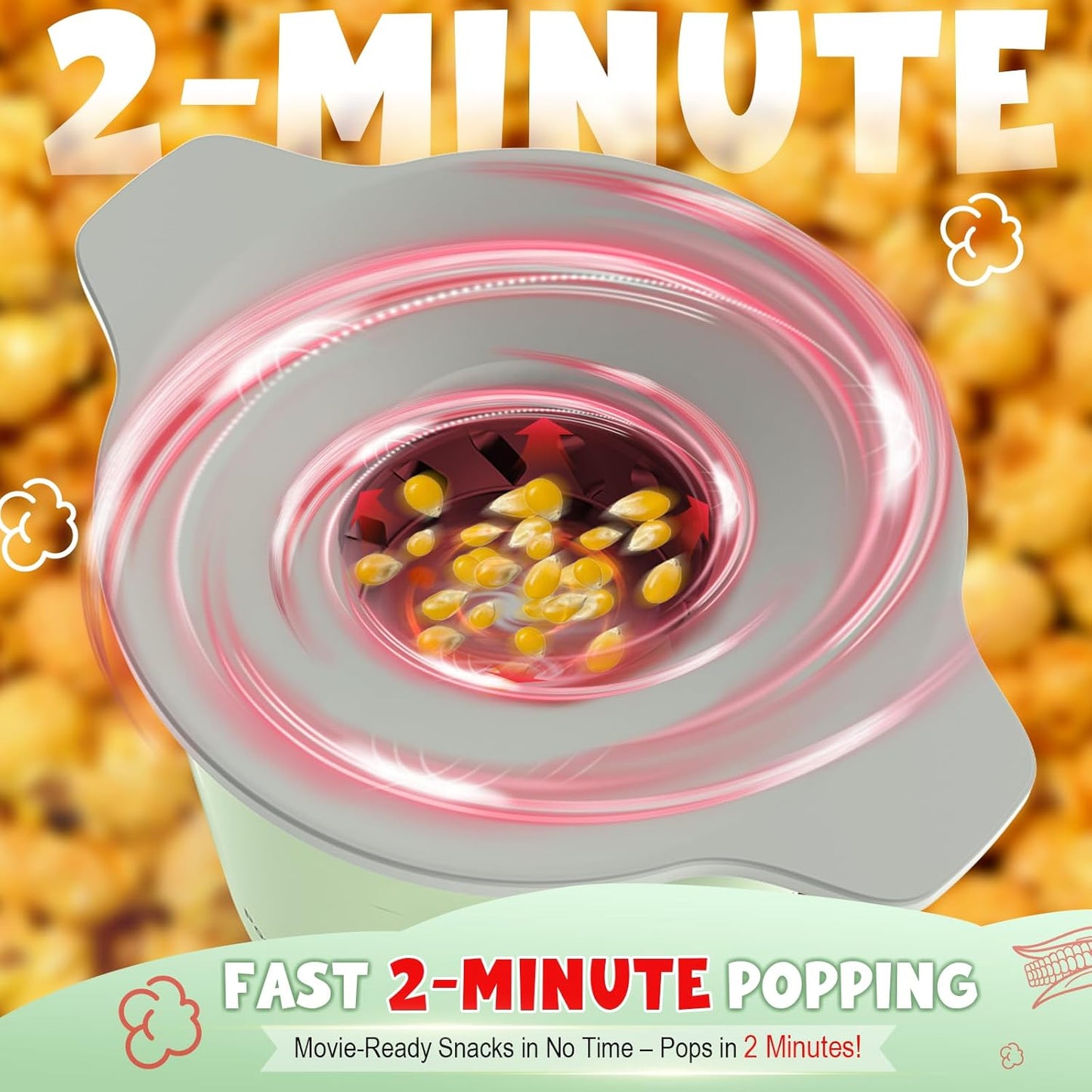 Máquina de palomitas de maíz sin aceite rápido 2 minutos