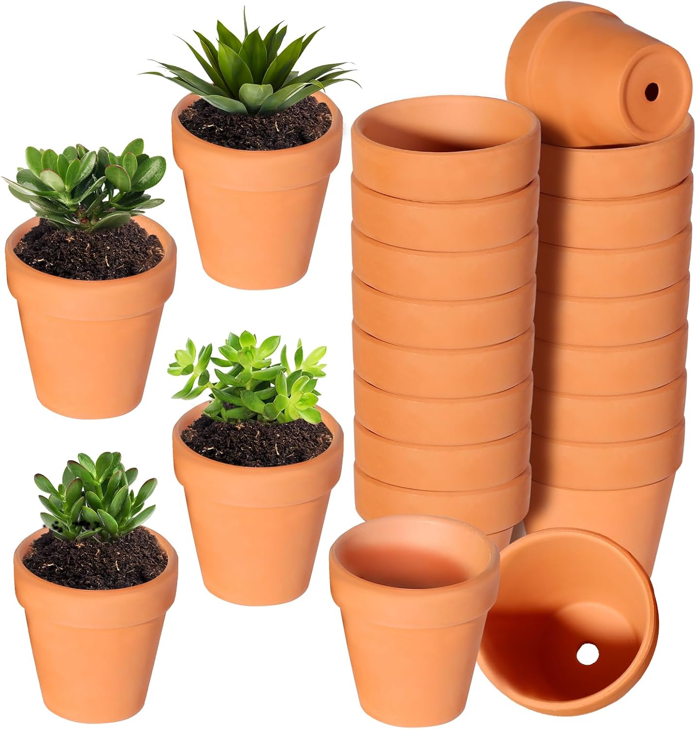 22 Macetas Terracota 3pulg con Orificio Drenaje para Plantas