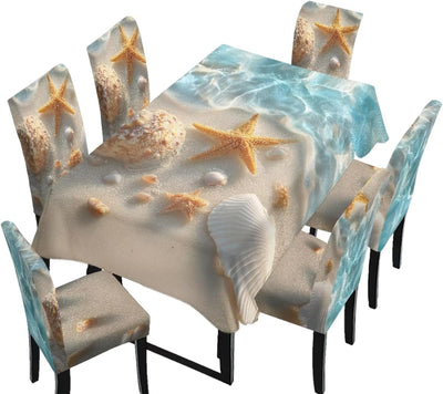 Set 7 Manteles Silla Conchas Mar Estrellas Impermeable Rectangular