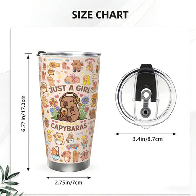 Vaso Capybara para niñas y mujeres de acero inoxidable