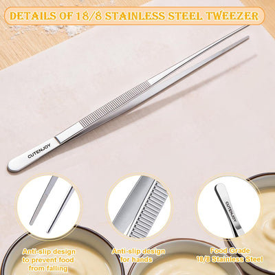 Pinzas de cocina de 12 pulgadas de acero inoxidable 18/8 profesionales