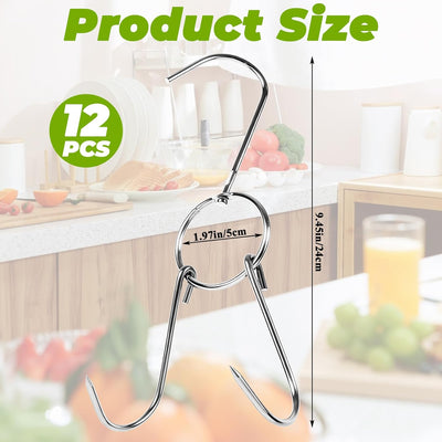 12 Ganchos dobles acero inox 9.4pulg para ahumar carne