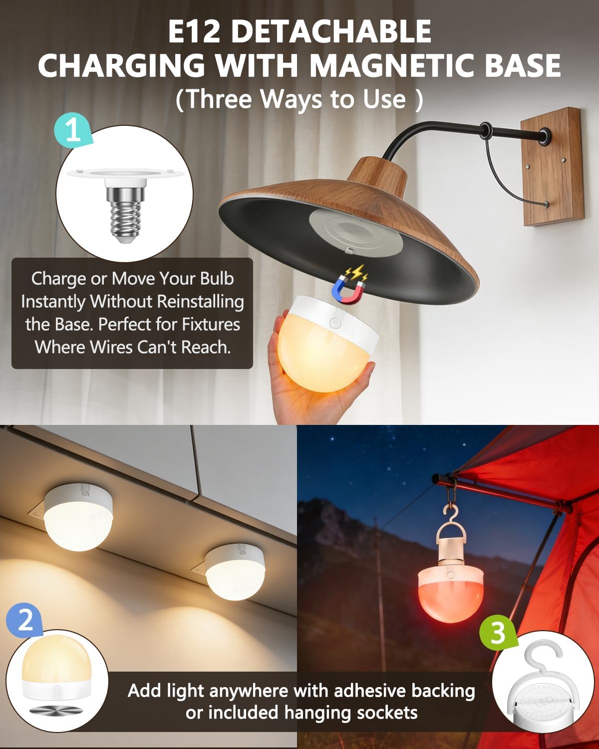 Bombilla LED USB magnética E14 con control remoto cambio de color