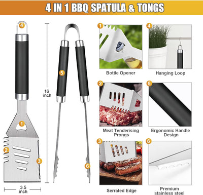 Juego 38 Pzas Accesorios Parrilla Acero Inox Funda Aluminio