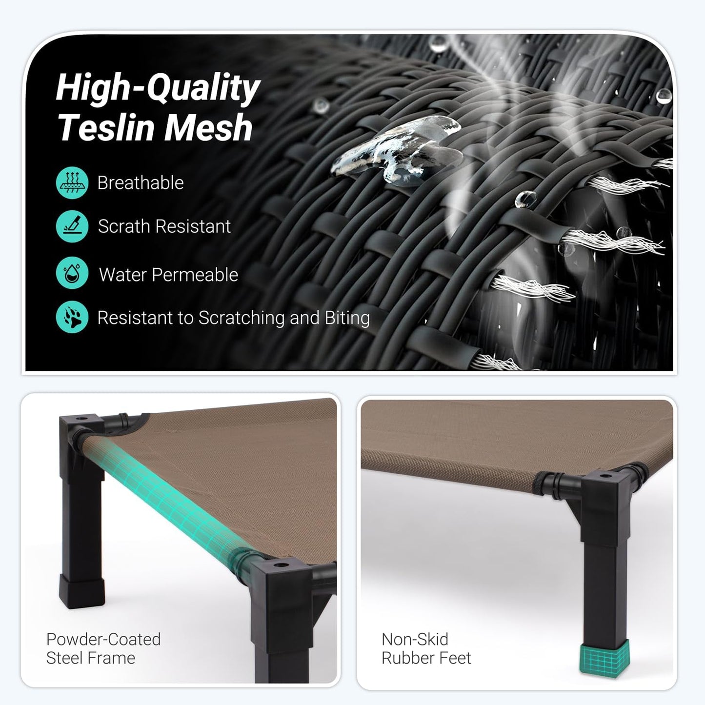 Cama perro al aire libre acero malla Teslin 35pulg