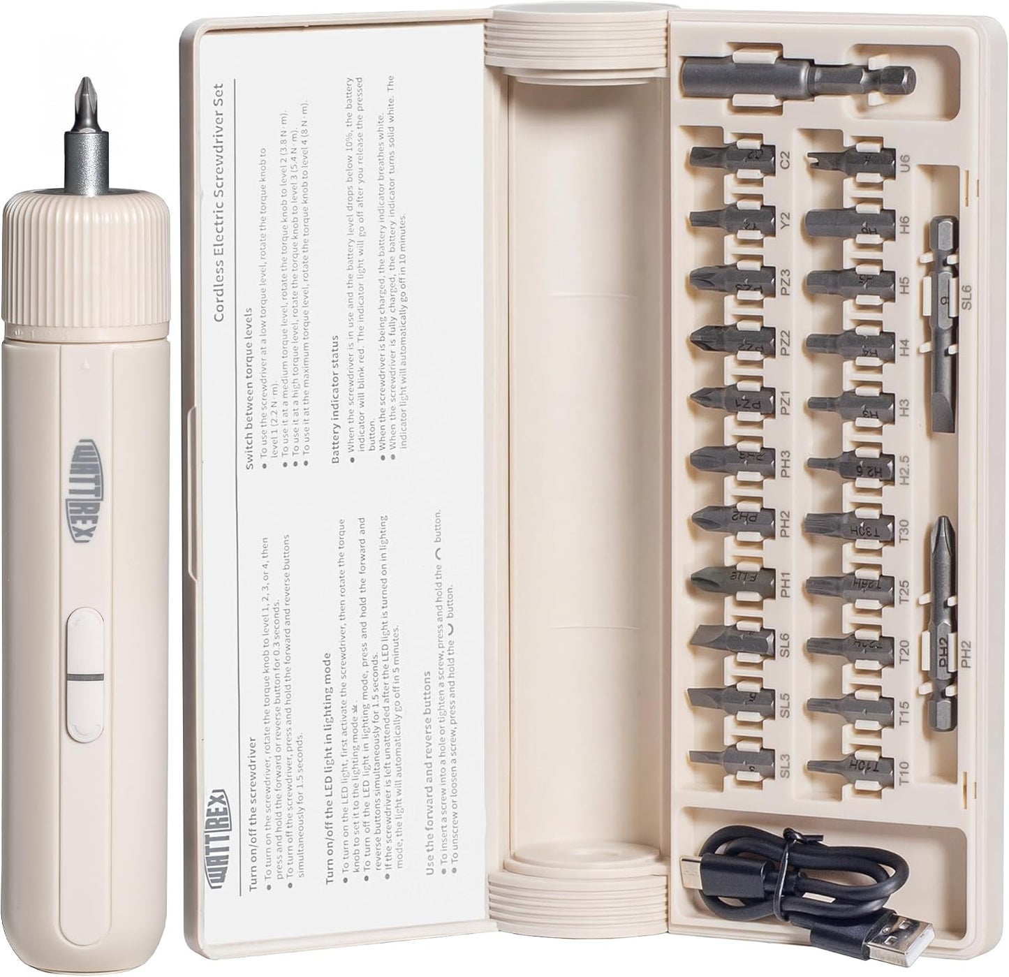 Juego destornilladores inalámbricos 4V 24 puntas S2 luz LED