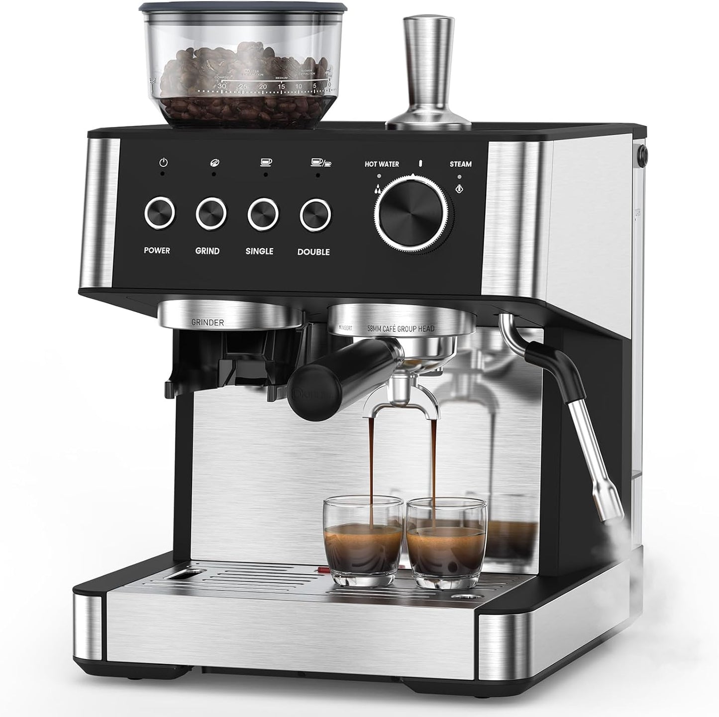 Máquina Espresso 2026 con Molinillo y Varilla de Leche Negro