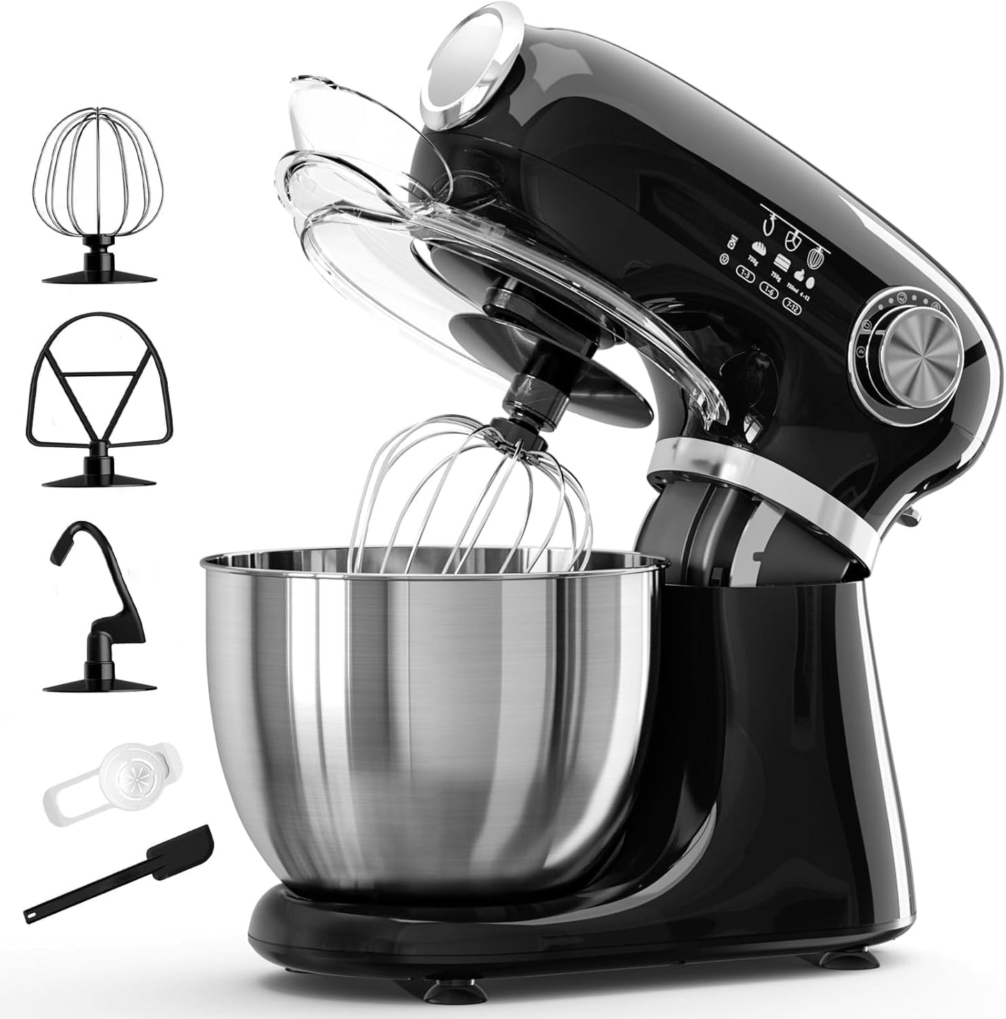 Batidora de pie 5.5qt acero inox 304 12 vel negra