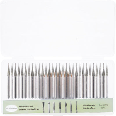 Brocas diamante cono 0.126pulg vástago 1/8 pulg set 30 pzas