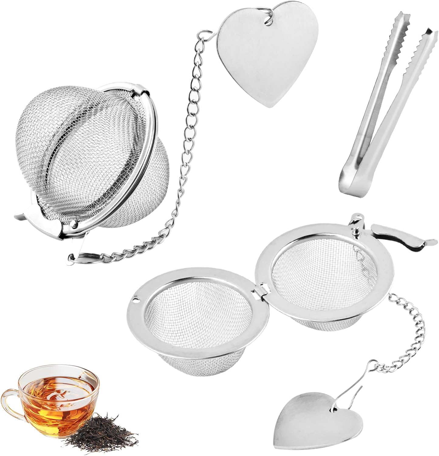 2 Infusores Té Hojas Sueltas Acero Inox Con Clip