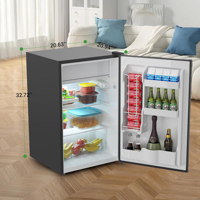 Refrigerador mini 4.3pies3 silencioso con termostato y estantes de vidrio