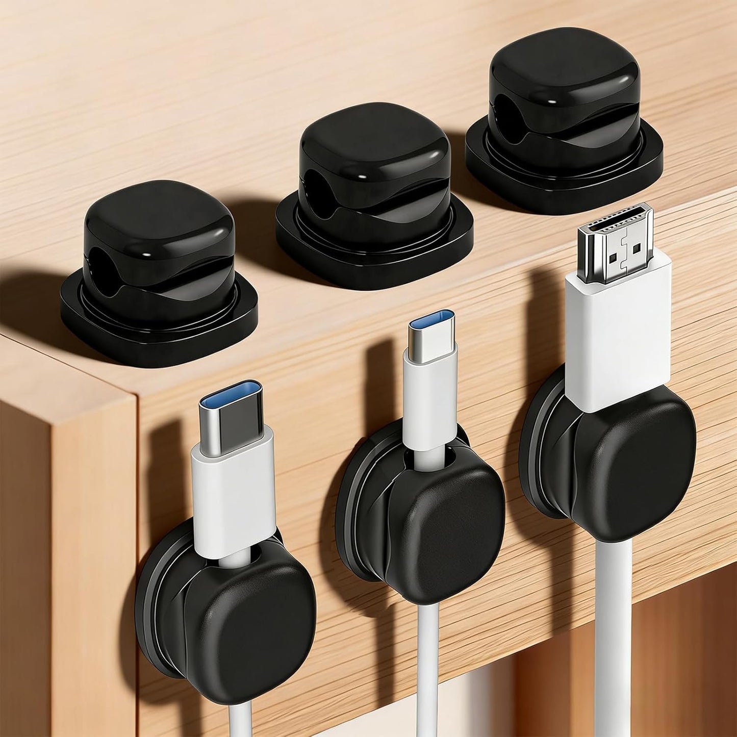 Pack 6 Clips Giratorios Adhesivos Organizadores Cable Escritorio