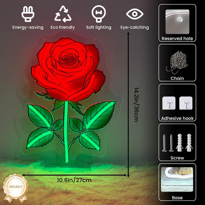 Letrero LED neón rosa con base para dormitorio y garaje