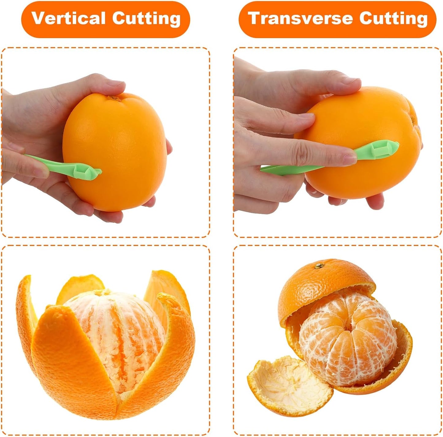 Paquete de 10 peladoras de naranja y cortador de cáscara de cítricos