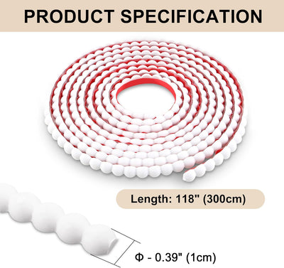Tira decorativa autoadhesiva moldura cuentas blancas 0.39x118pulg