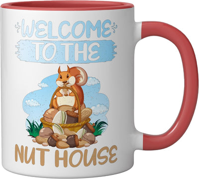 Taza cerámica de ardilla para Nut House, roja/blanca