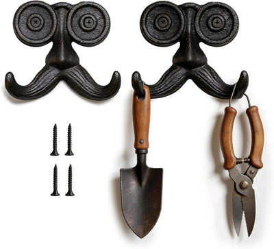 2 Pzas Gancho pared hierro fundido mustache vintage