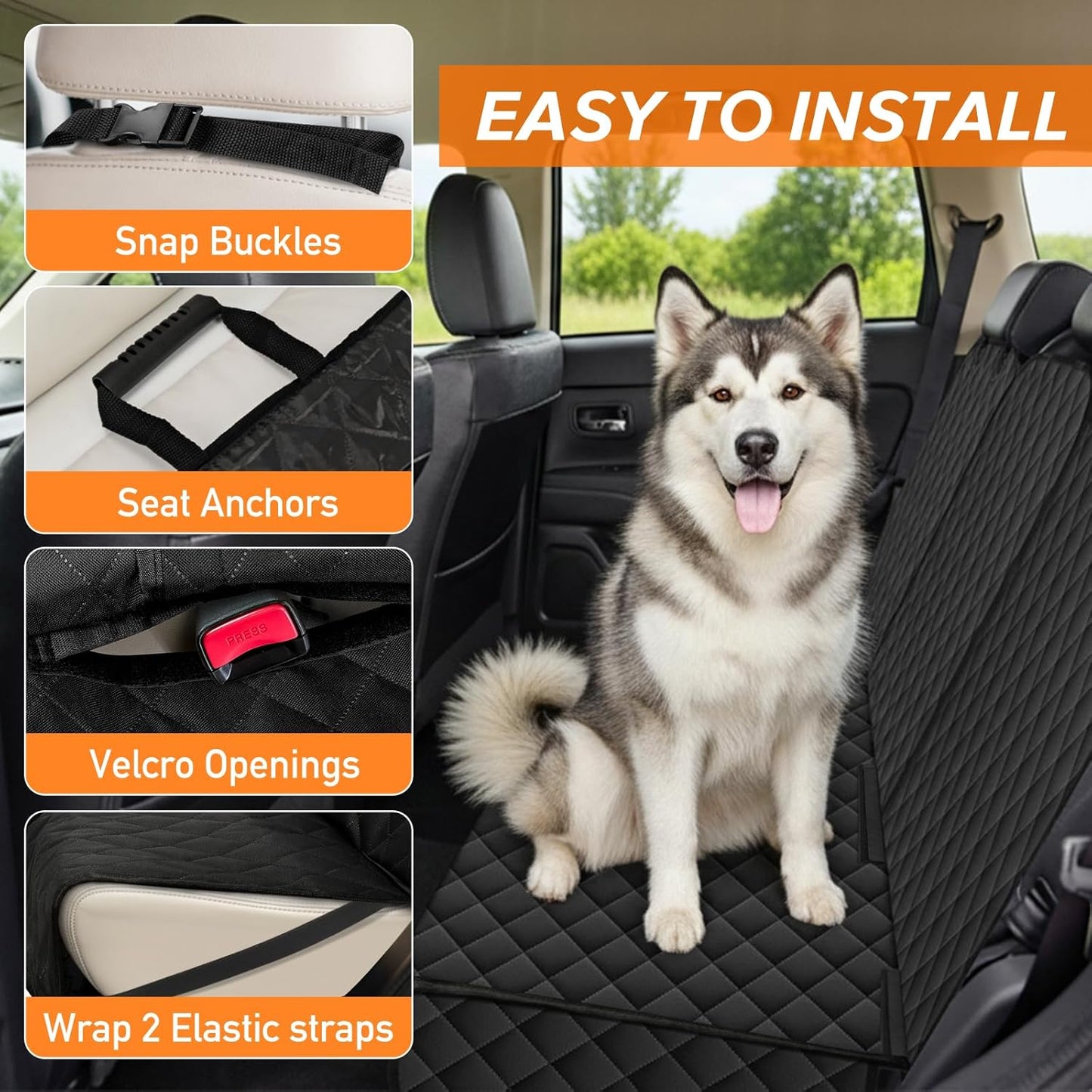 Funda asiento auto perro trasero impermeable ajuste 60/40