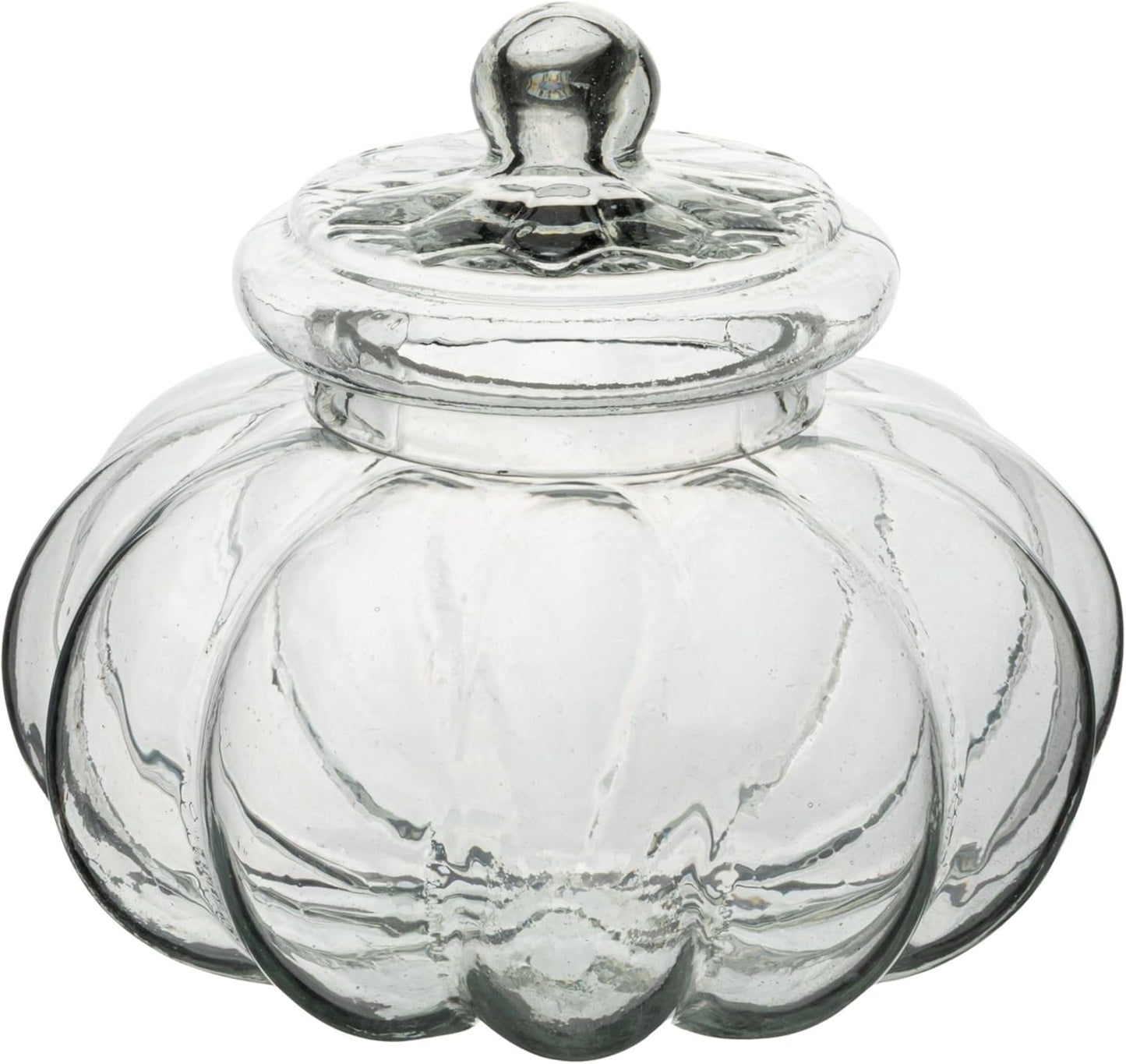 Tarro Vidrio Acanalado Con Tapa Transparente