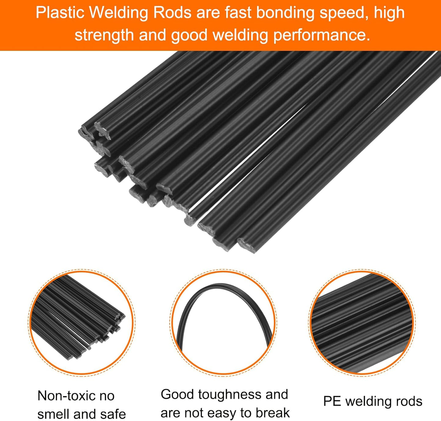 10 Varillas Soldadura Plástico 13pulg Para Parachoques Negro