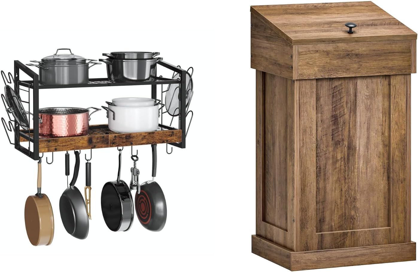 Estantería colgante para olla y cubo de basura cocina