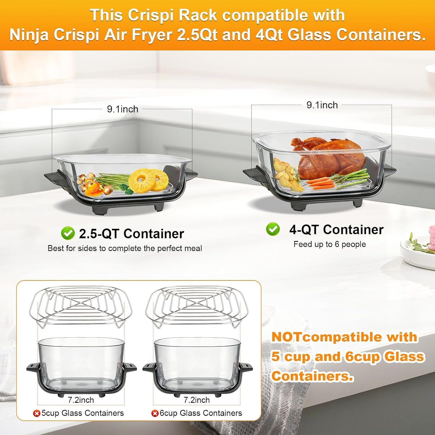 Rejilla acero inox para freidora Ninja Crispi FN101 2.5-4qt