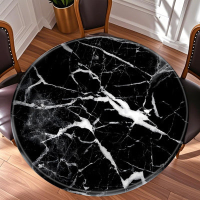 Protector de mesa redondo 44 pulgadas blanco y negro para cocina y picnic