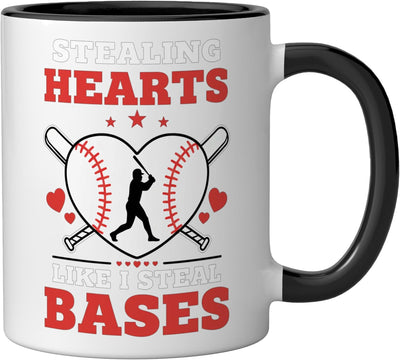 Taza de cerámica romántica de béisbol negra/blanca