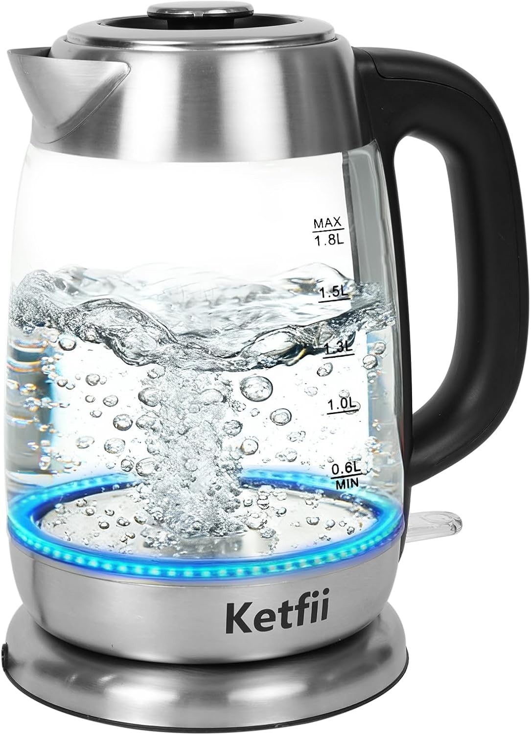 Hervidor eléctrico vidrio 1.8L 1200W té café sin BPA