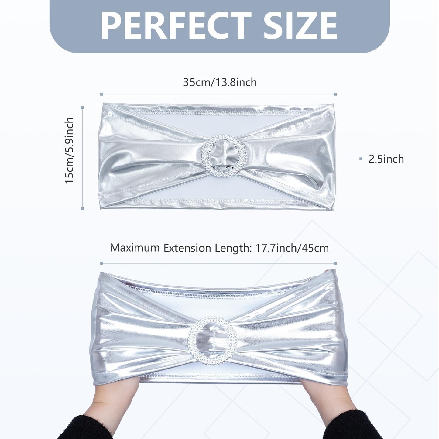 100 Bandas Elastano Hebilla Deslizante Silla Color Plateado