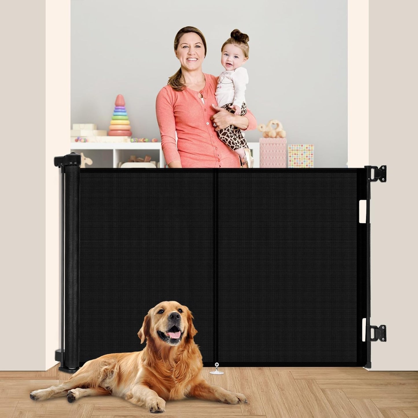 Puerta retráctil para bebés y perros 50x42pulg tira reforzada