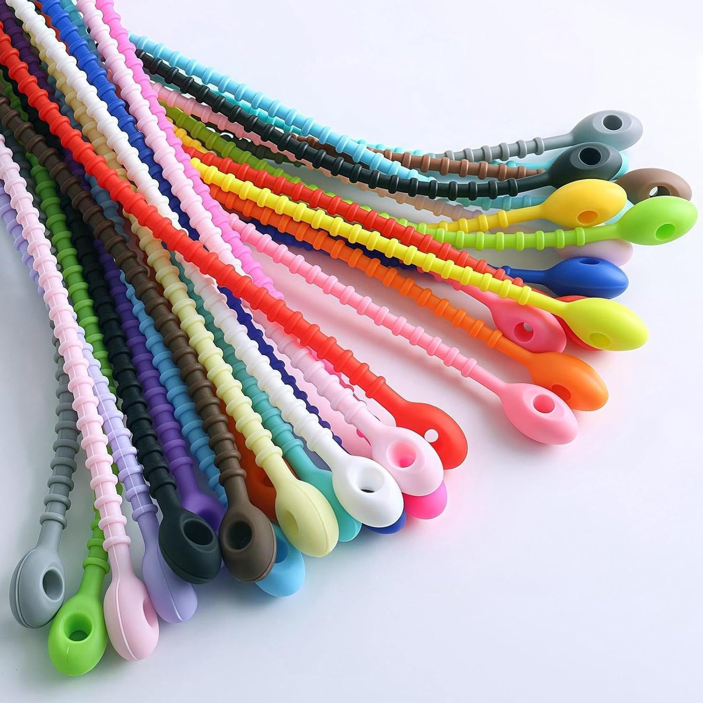 Bridas silicona reutilizables para cables y alimentos