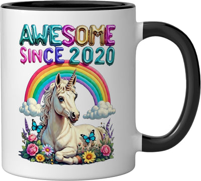 Taza cerámica unicornio mágico para niña cumpleaños negro/blanco