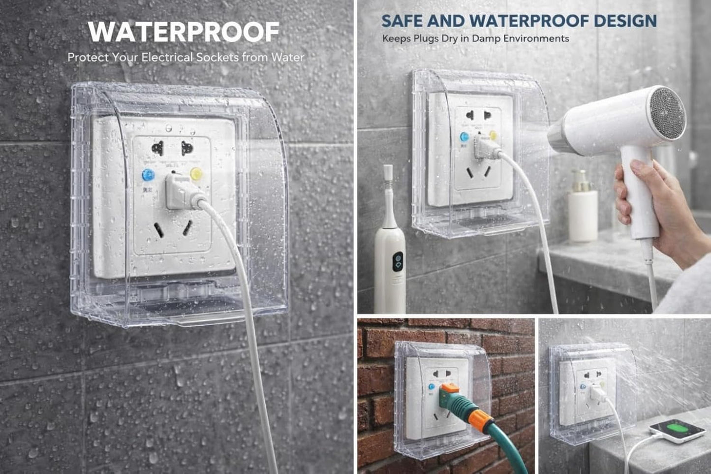 Cubiertas tomacorrientes resistente intemperie transparente baño