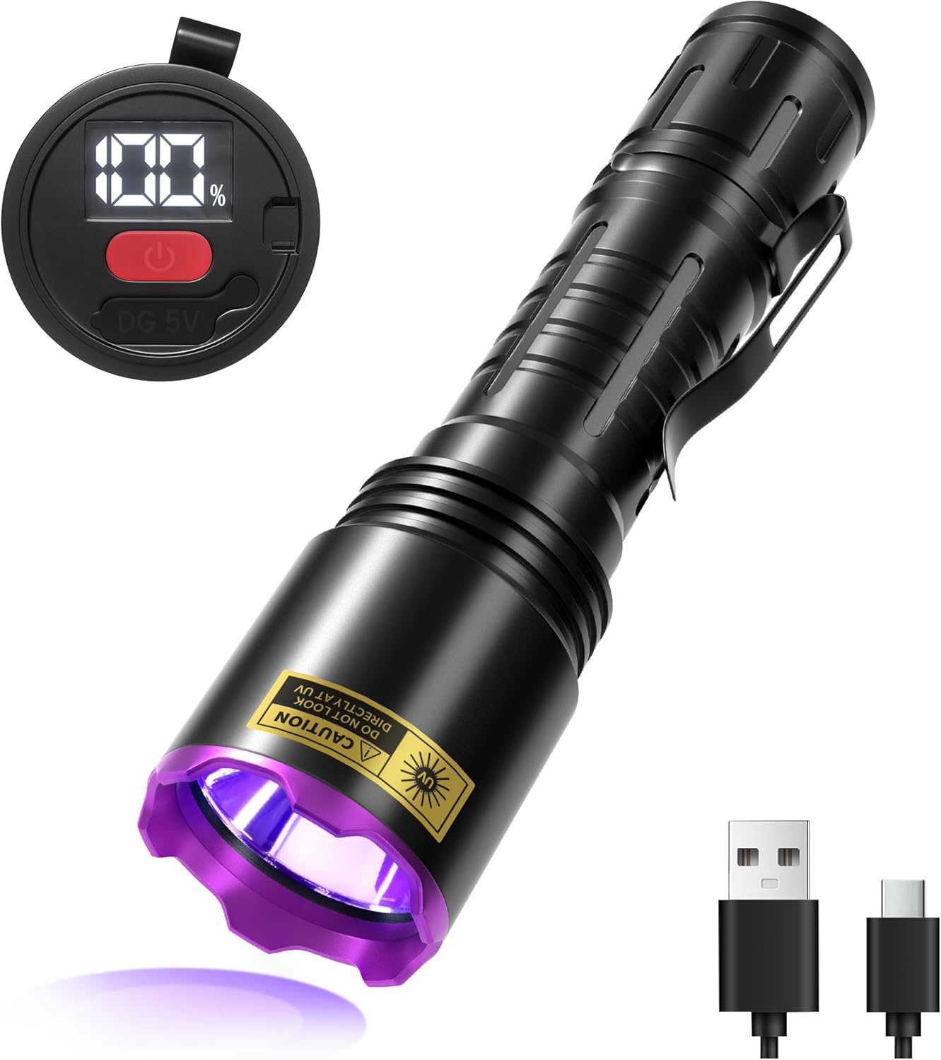 Linterna UV 395nm recargable para detección orina mascotas