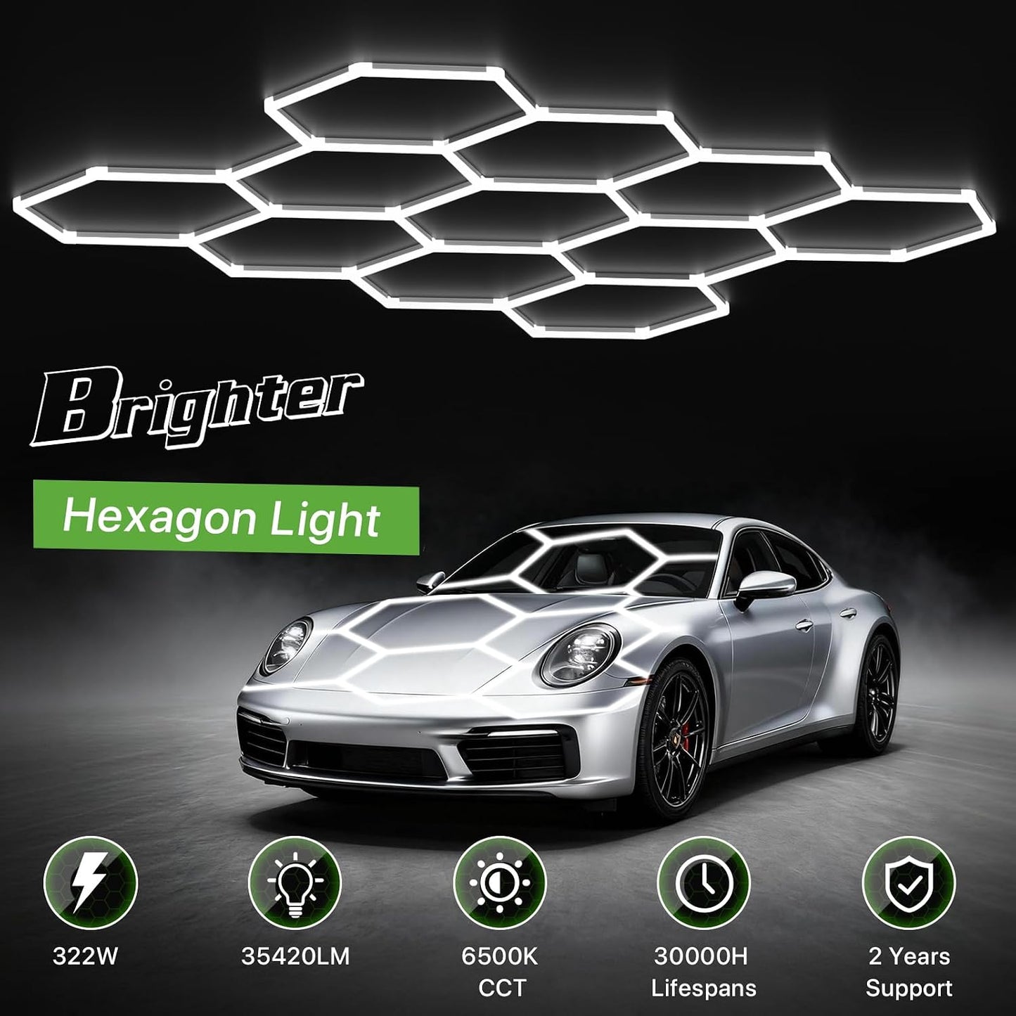 Luces hexagonales LED techo blanca 6500K 322W