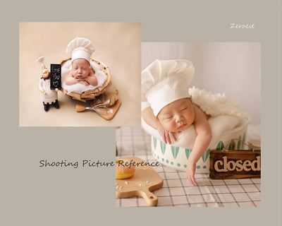 Traje bebé unisex para sesión foto con sombrero chef blanco