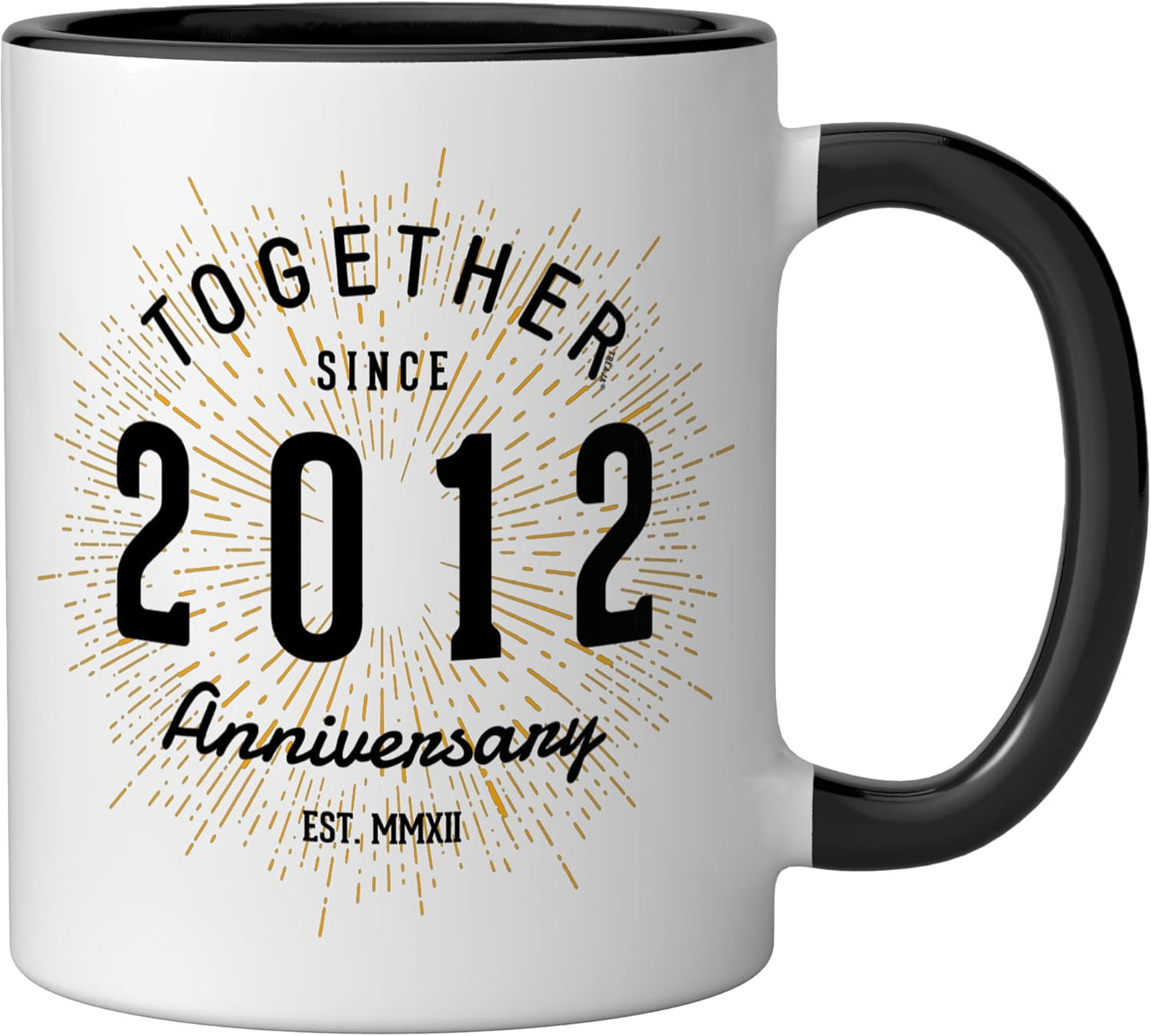 Taza cerámica vintage estilo black/white aniversario 2012