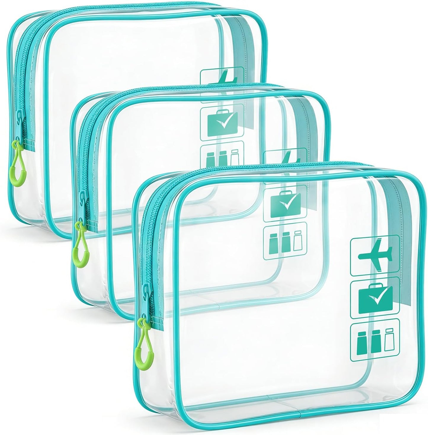 Bolsa aseo TSA 3 bolsas maquillaje transparente 1qt para viaje