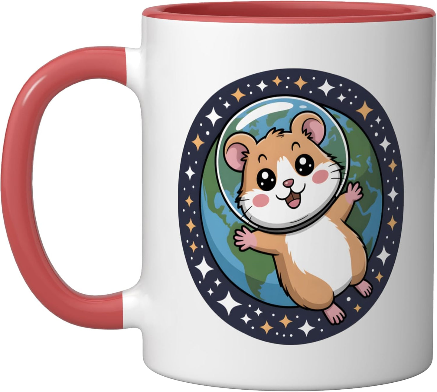 Taza Cerámica Niños Astronautas Espacio Rojo/Blanco